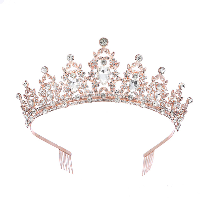 Cross-border fashion crystal crown wedding headwear, bride's crown headband, children's birthday performance stage play headband Item Picture