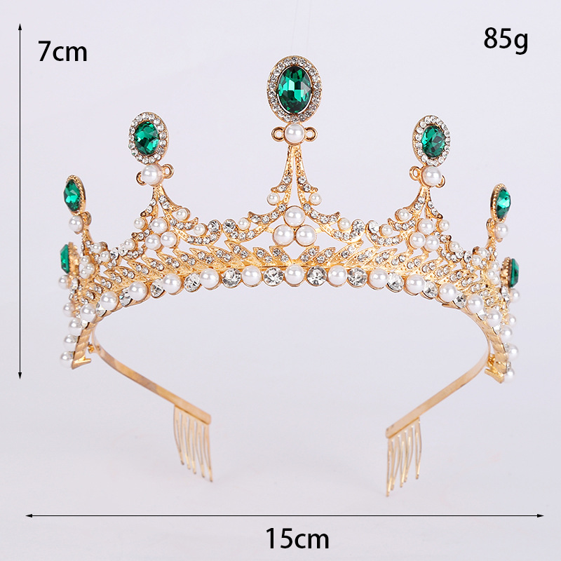 French-style girl's crown wholesale pearl rhinestone bride's crown headwear Birthday cake decoration crown Item Picture