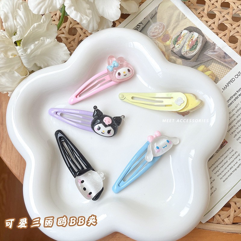 Spring cute cartoon bb clips, sweet hair clips, transparent plastic bangs, side clips, children's hair accessories wholesale, headwear for women full figure