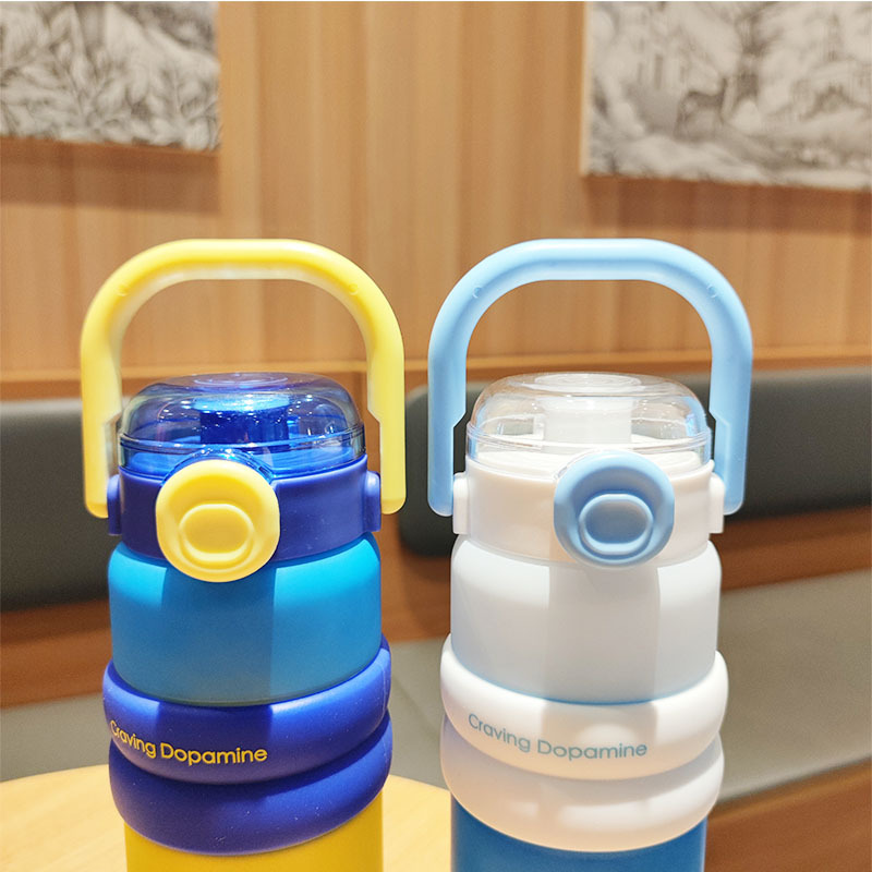 Wholesale high-quality appearance level straw cups, plastic cups, 900ml portable handle straw water bottles, large-capacity gradient color water bottles Application Scenario