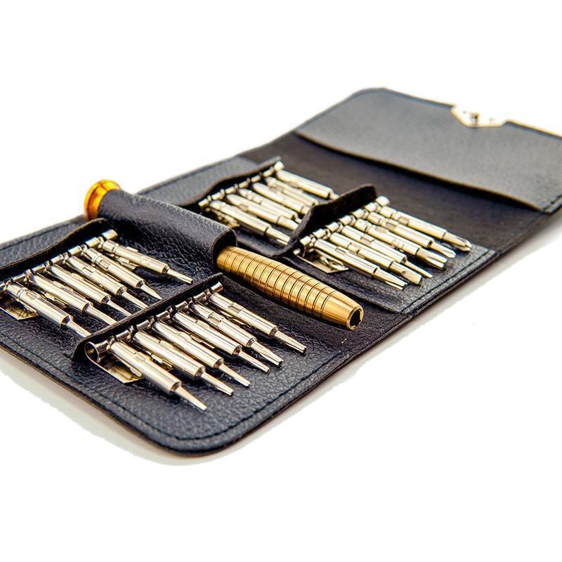 25-in-one leather case screwdriver set, mobile phone disassembly, watch and glasses repair tools, precision aluminum alloy cross-border details Picture