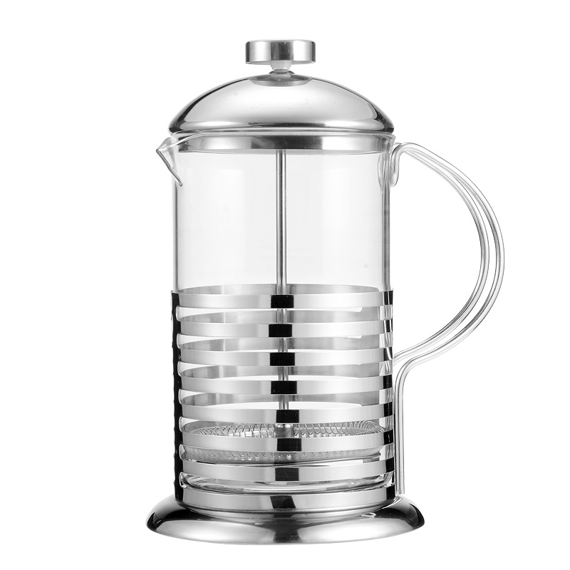 Steel wire handle tea infuser, French press, filter press, new coffee pot, tea brewing cup, first brew coffee, filter, high-temperature resistant pot Item Picture