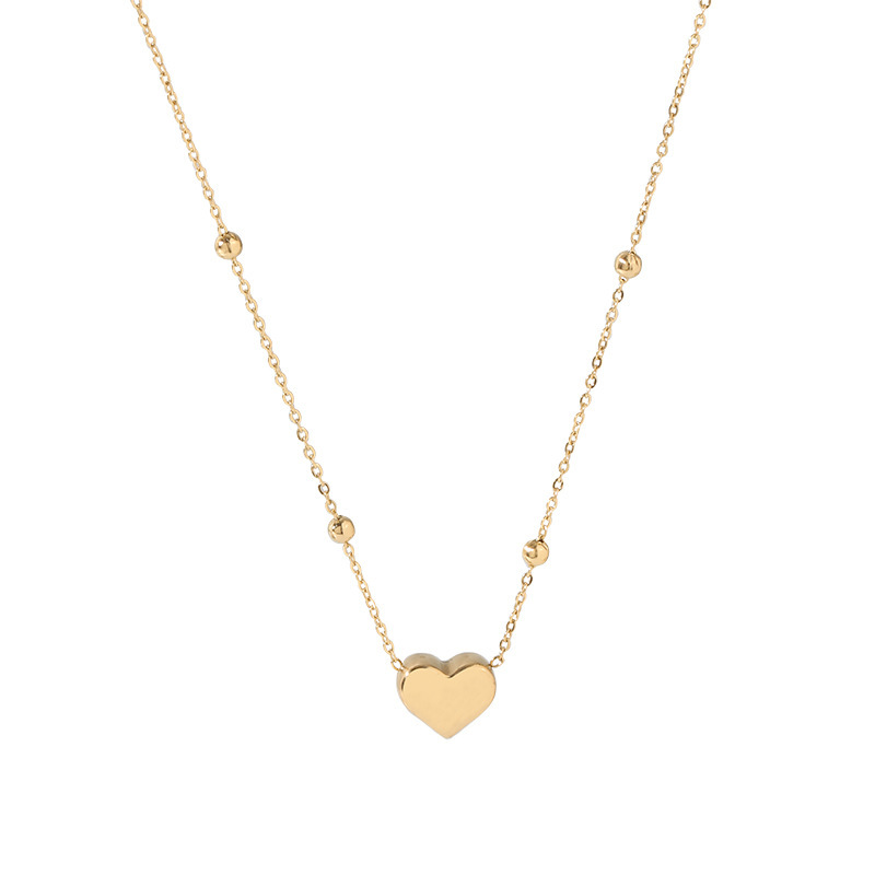 Doudou Chain Heart-shaped titanium steel necklace, a fashionable and simple collarbone chain for women, a popular light luxury accessory that doesn't fade and is versatile. Wholesale Item Picture