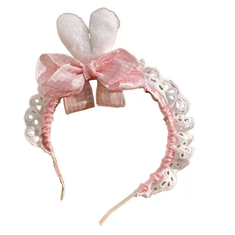 Sweet and cute lace Lolita rabbit ear headband, handcrafted maid, versatile design, girlish headband hair accessory Item Picture