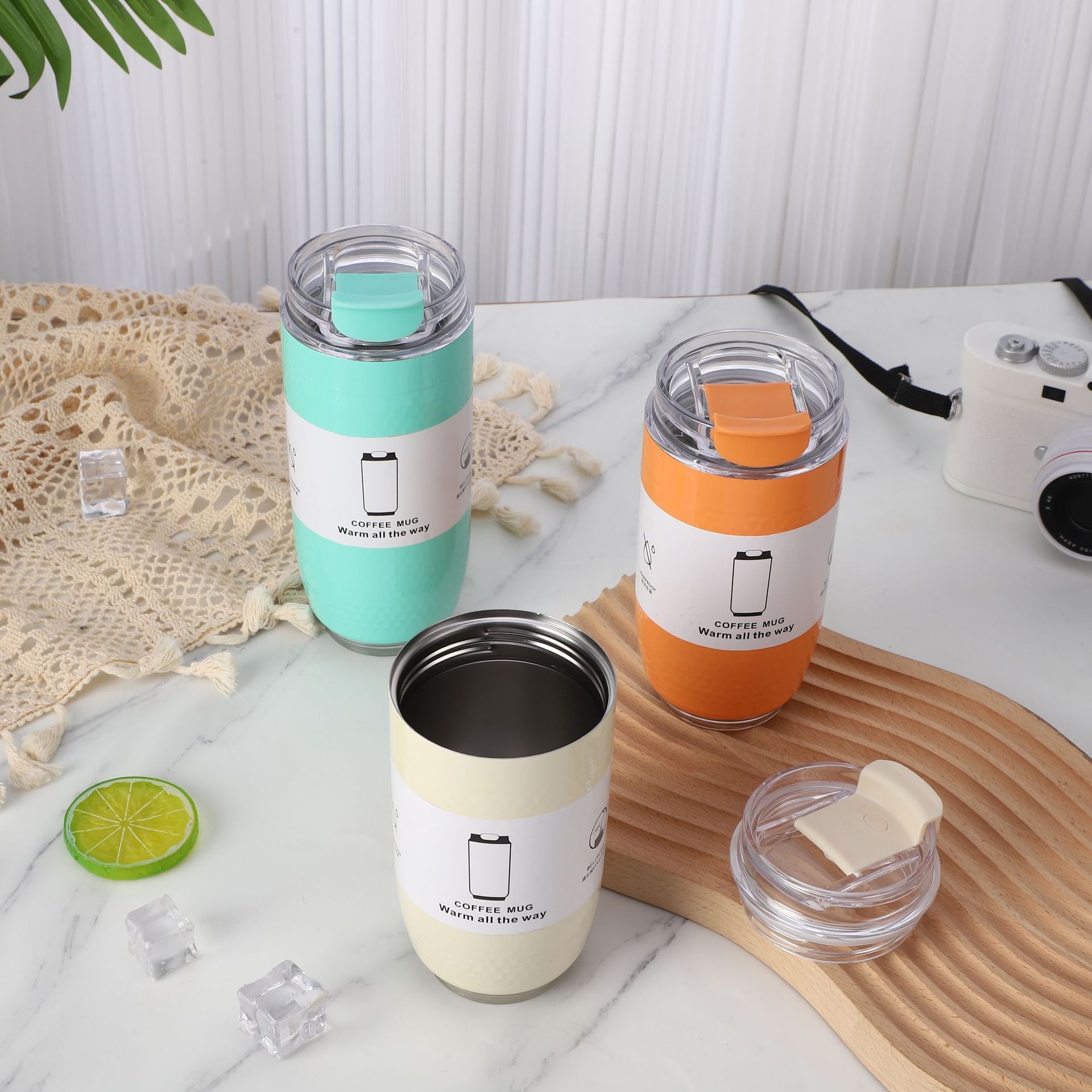 New cross-border 304 stainless steel portable coffee cup, simple vacuum insulated cup, ins men's and women's travel cup, portable Specification drawing