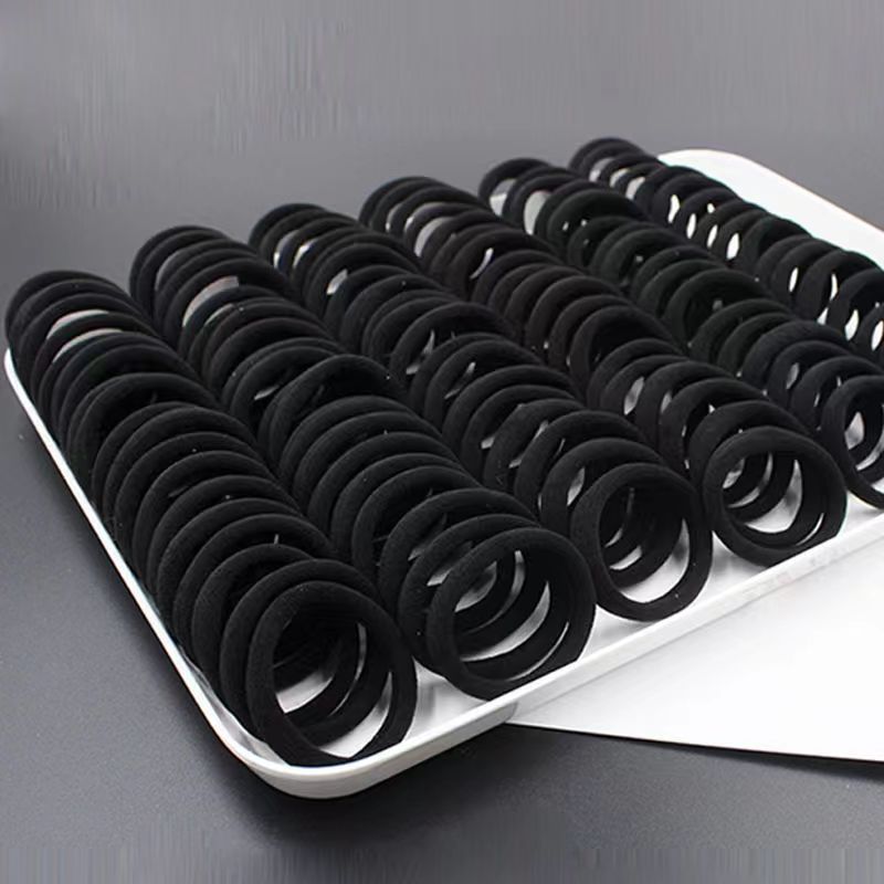 5CM towel loop rubber band women's hair tie Korean version high elasticity durable leather case simple and elegant black hair tie wholesale Application Scenario