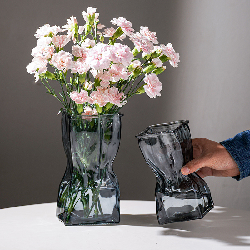 Ins-style glass vase, simple and transparent hydroponic vase, Nordic home flower arrangement small vase, living room decoration item details Picture