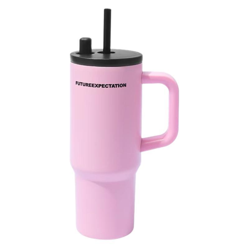 New portable large-capacity straw cup with high appearance level, 304 stainless steel insulated cup for heat and cold preservation, car handle cup Item Picture