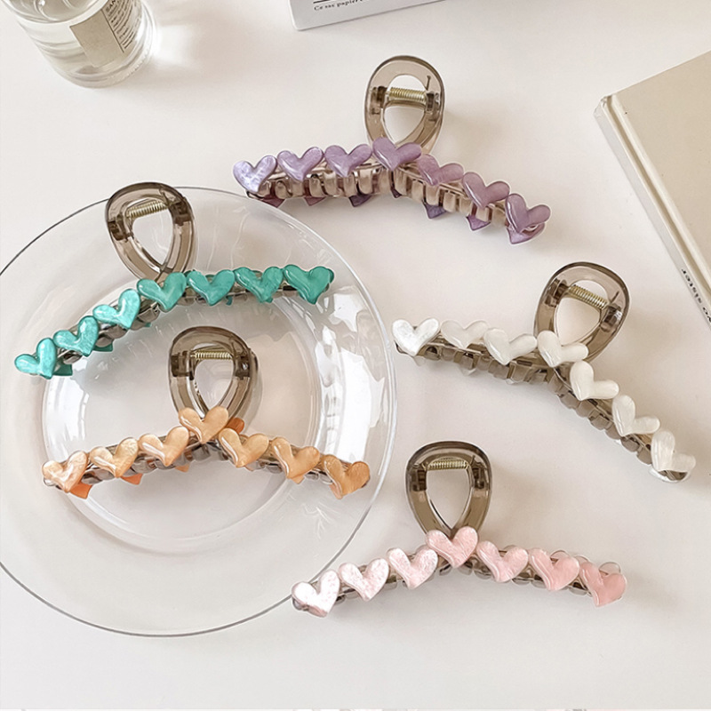 Jelly Heart Grabber Women's 2024 New high-end simple clip headwear, hairpin, shark clip hair accessory at the back of the head Specification drawing