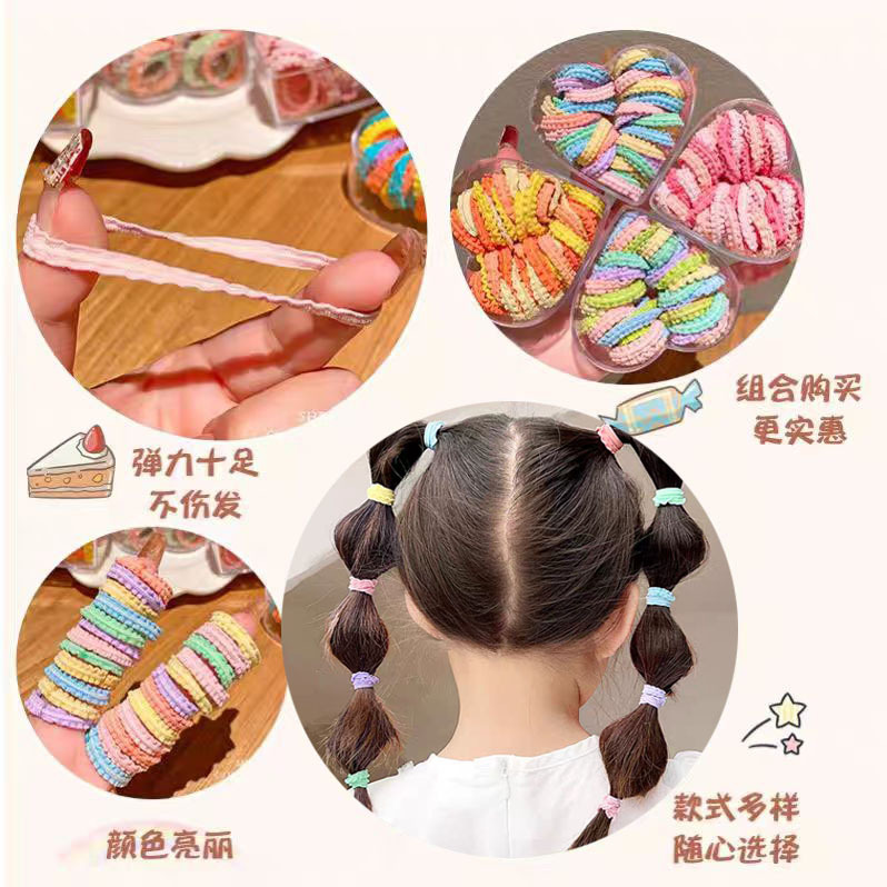 Children's hair ties, colorful box-packed lace rubber bands, girls' high-elasticity hair ties, baby headbands Specification drawing