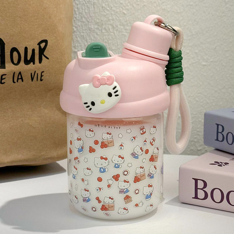 Summer water cup for girls, small and cute new ins sticker girls' drinking cup, portable double-drinking plastic cup Specification drawing
