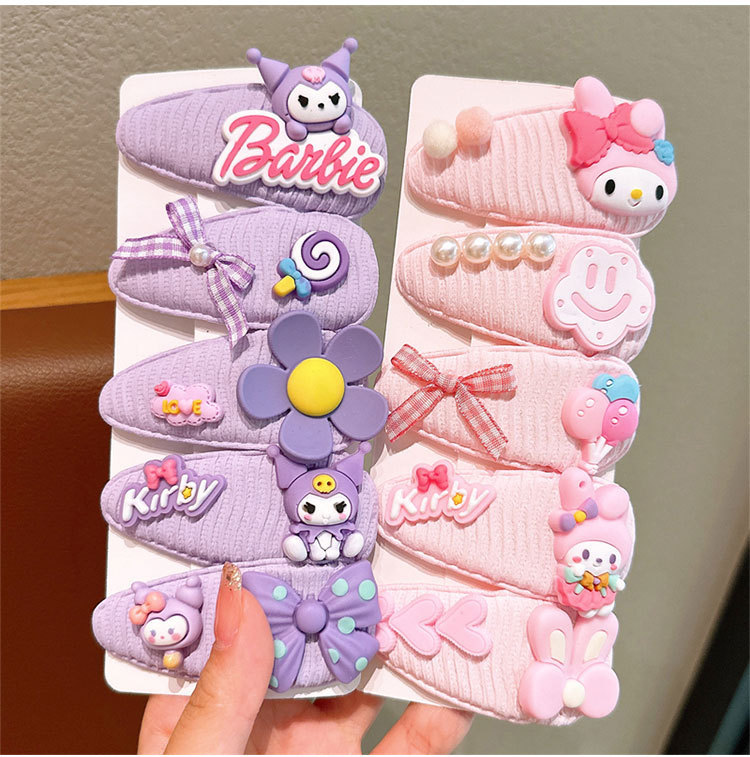 Cartoon children's hairpin 2024 New style Kulomi Baby bb hairpin Hair accessory Headwear Girls' broken hair won't damage hair clip Application Scenario
