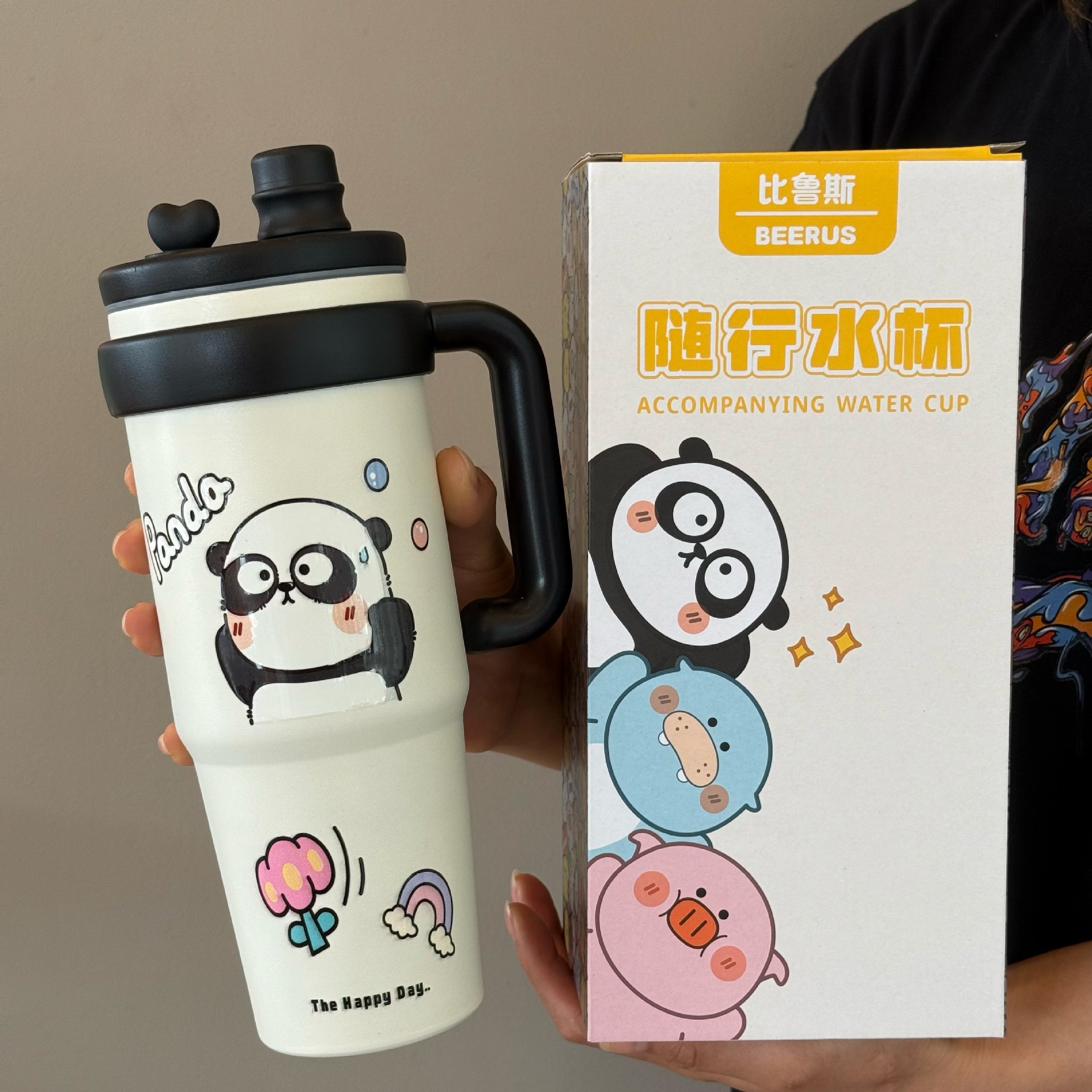 The new Beiruscartoon 316 stainless steel insulated cup is a large capacity water cup for both men and women to drink at work details Picture