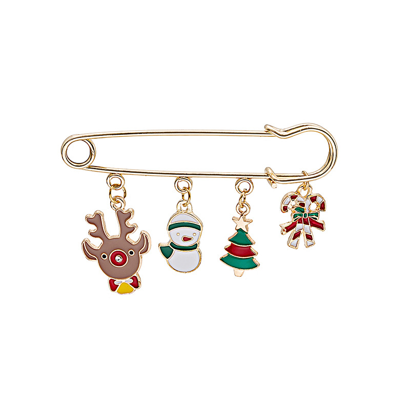 Cartoon Christmas accessory brooches, deer gifts, snowflake brooches, alloy handcrafted oil-dripping Christmas brooches, collar pins wholesale Item Picture