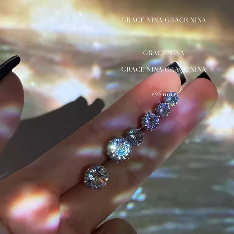 No need to remove the ear stud when sleeping. Super Flash Zircon 925 silver needle, exquisite and small ear bone stud, simple and elegant, trendy for women details Picture