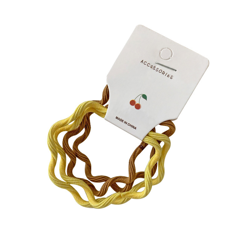 Korean basic candy-colored high-elasticity hair-non-damaging rubber band, girlish heart hair band, wavy hair tie and hair accessory Item Picture