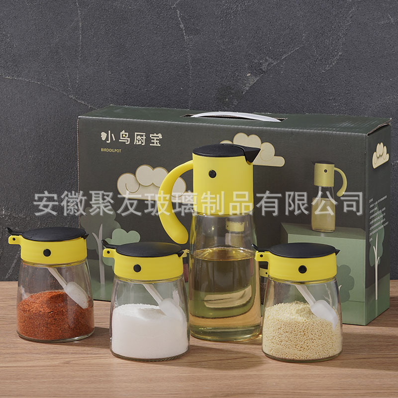 Glass oil pot seasoning jar Creative kitchen gift set Household kitchenware soy sauce and vinegar seasoning bottle promotional items Application Scenario