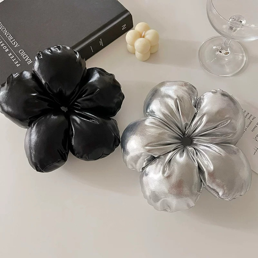 Flower large intestine hair band for women, 2024 new style, high-end style, bun hairstyle, flower hair tie, sleep pillow, hair tie and hair accessory details Picture