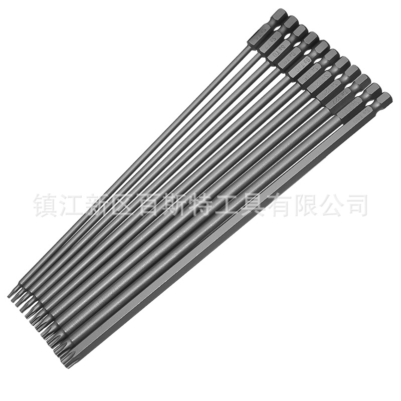 11-piece set of hexagonal handle hollow plum blossom screwdriver head S2 middle hole screwdriver head 200mm full figure
