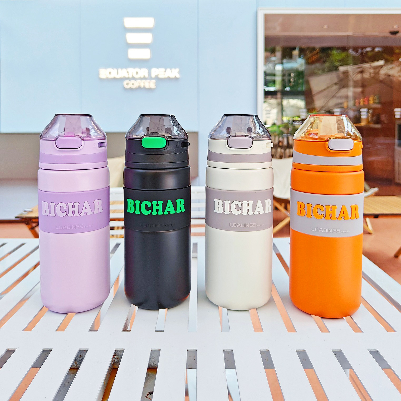 Simple couple insulated cups, fashionable and trendy student straw cups, outdoor portable sports pop-up lid stainless steel cups details Picture