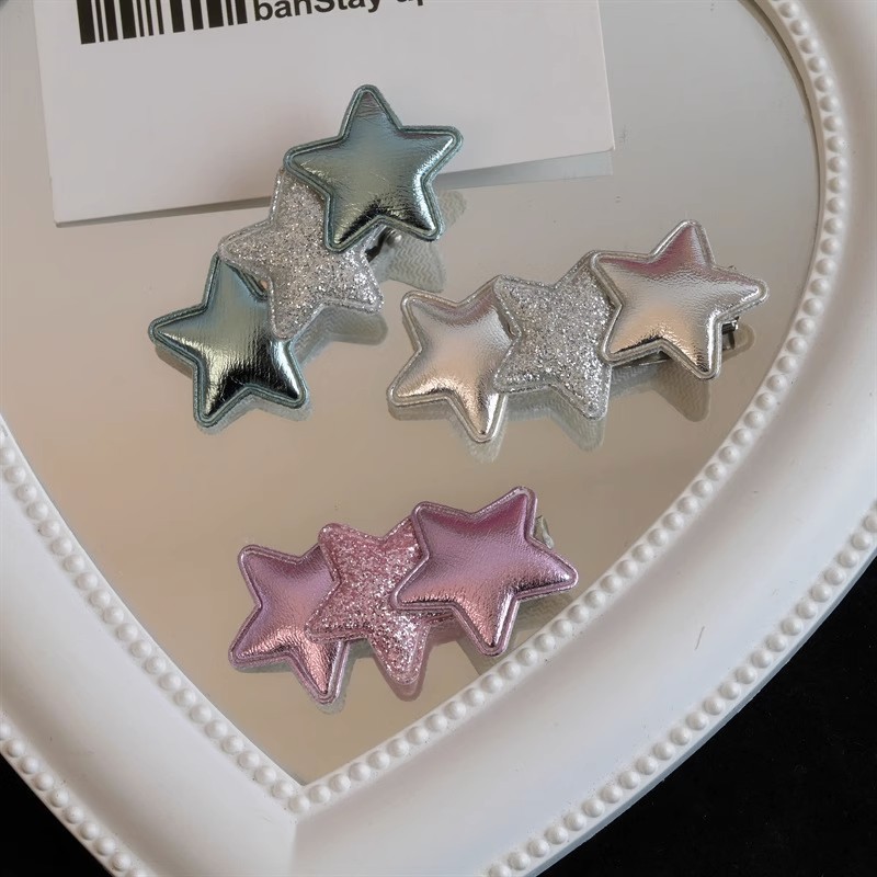 Spicy Girl Sweet and cool star hair clip, niche side clip, Millennium five-pointed star hair clip, fashionable girl's personality, bangs hair clip accessory Specification drawing