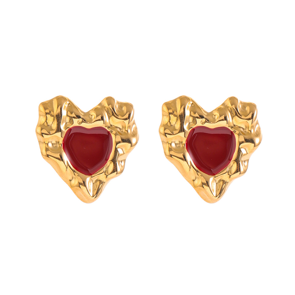 "Love Titanium Steel ear studs, a cross-border bestseller for women, minimalist, light luxury, anti-allergy, and high-end European and American ins style earrings wholesale. Item Picture