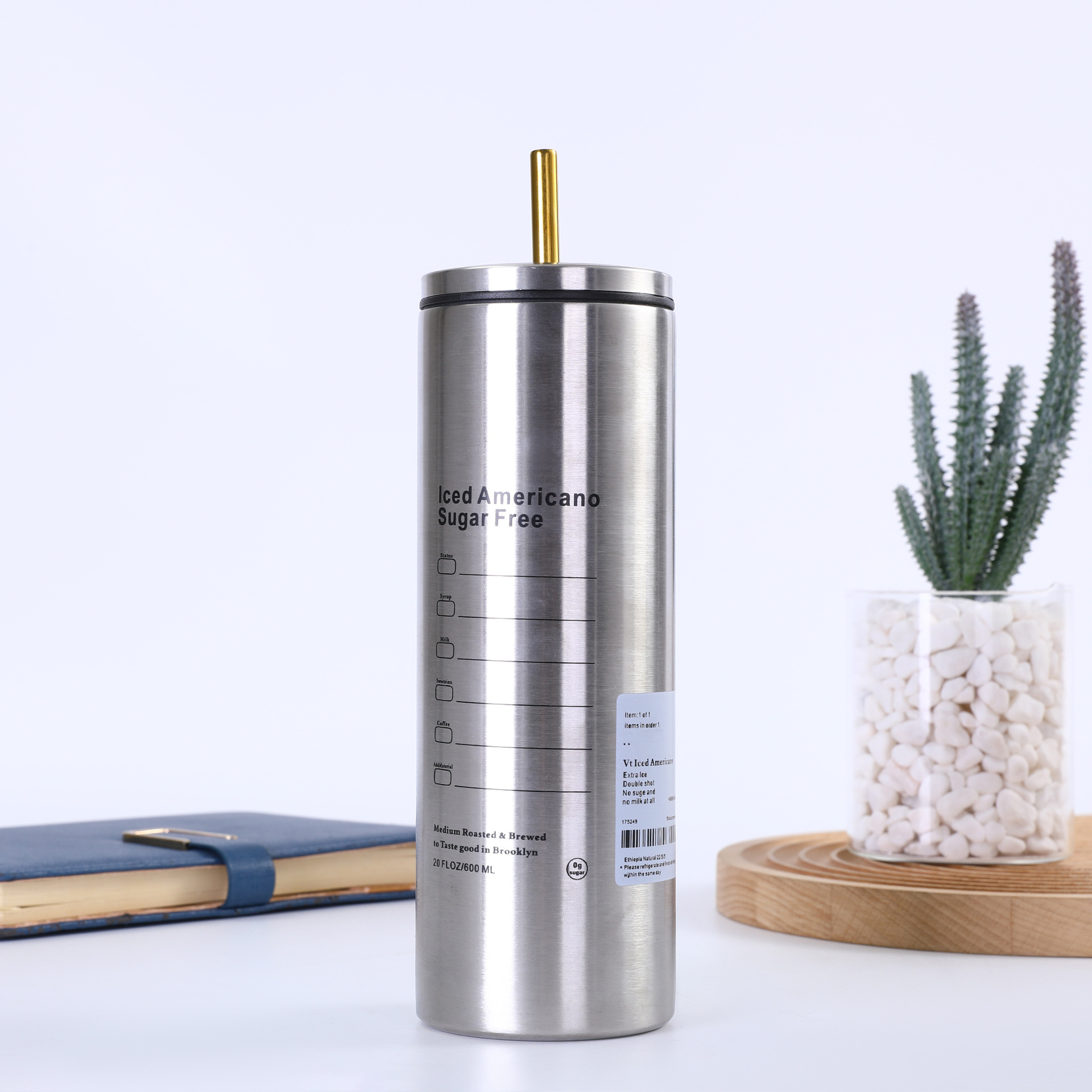 Thai, Vietnamese, American stainless steel straw cup, straight cup, portable car, casual cup, outdoor sports cup Item Picture
