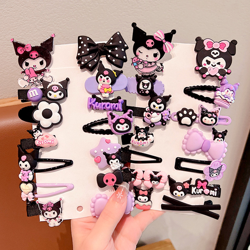 Cartoon Kuromi Children's hair clips, girls' broken bangs clips, Little girls' side hair clips that won't damage hair, baby hair accessories Specification drawing