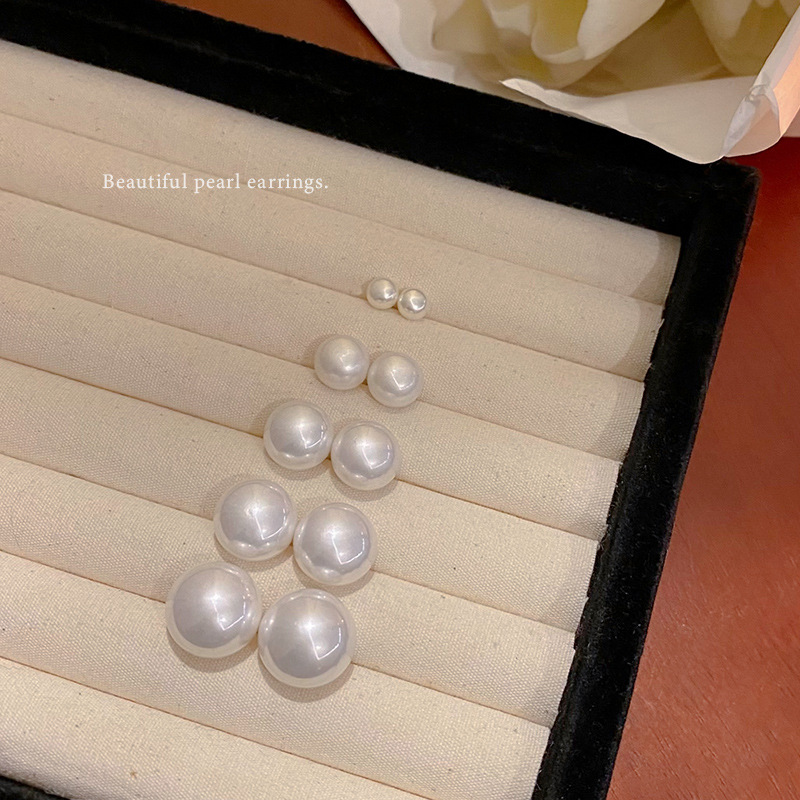 S925 Silver Needle Steamed Bun Pearl Stud Earrings for Women 2024 New Style, trendy and high-end, popular and trendy earrings wholesale Specification drawing