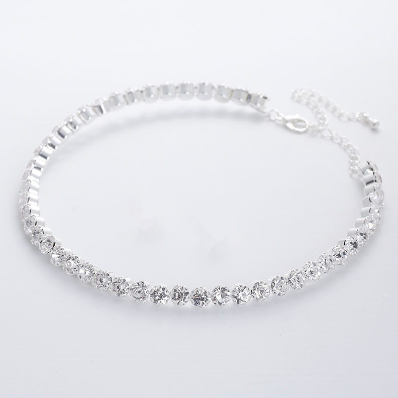 Jane La Fashion Wedding Accessories Alloy rhinestone Full Diamond Zircon Jewelry Set Silver-plated Necktie Necklace for women N6232 details Picture
