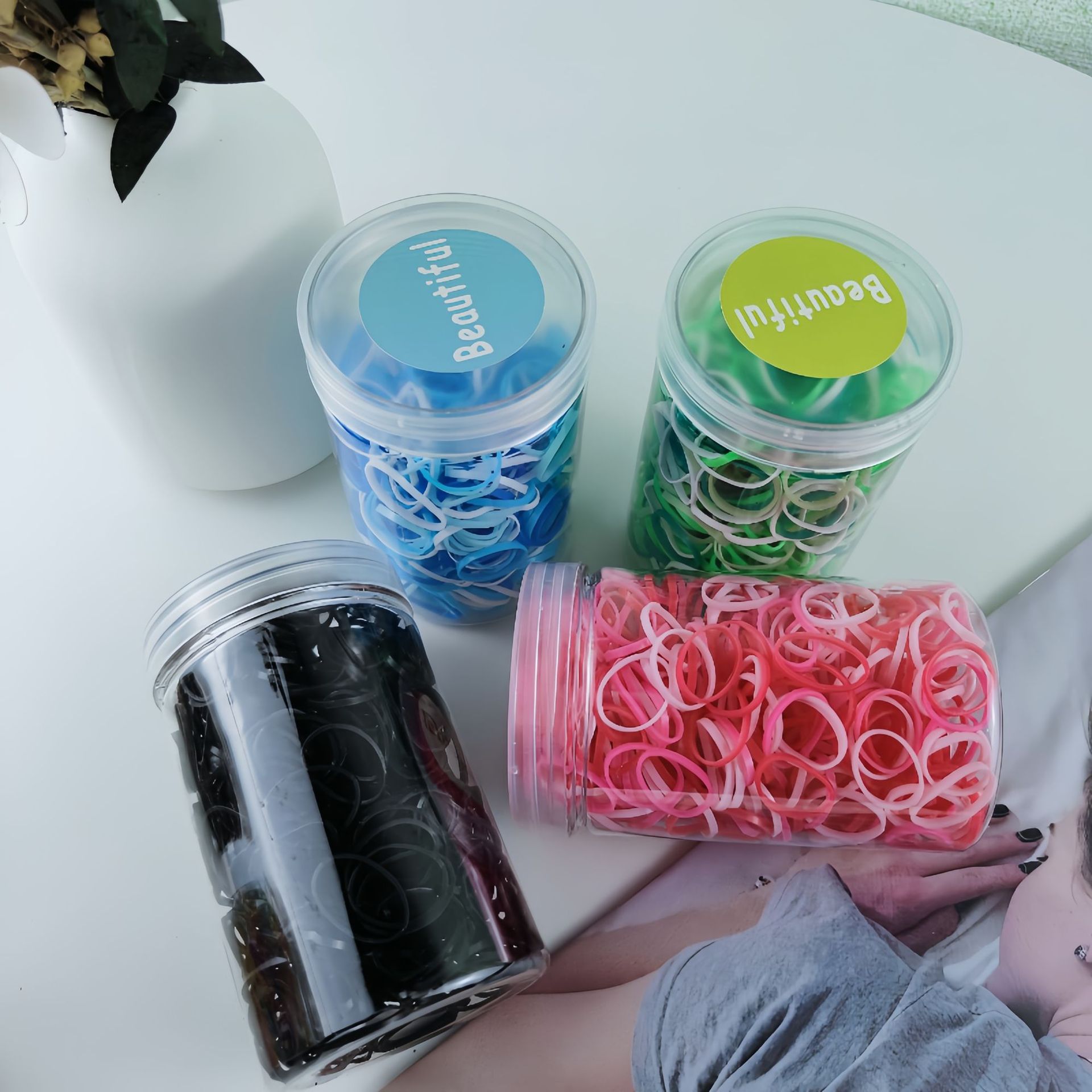 New canned disposable hair band for children, non-damaging hair band accessory, high-elasticity braid accessory, hair tie rubber band Specification drawing