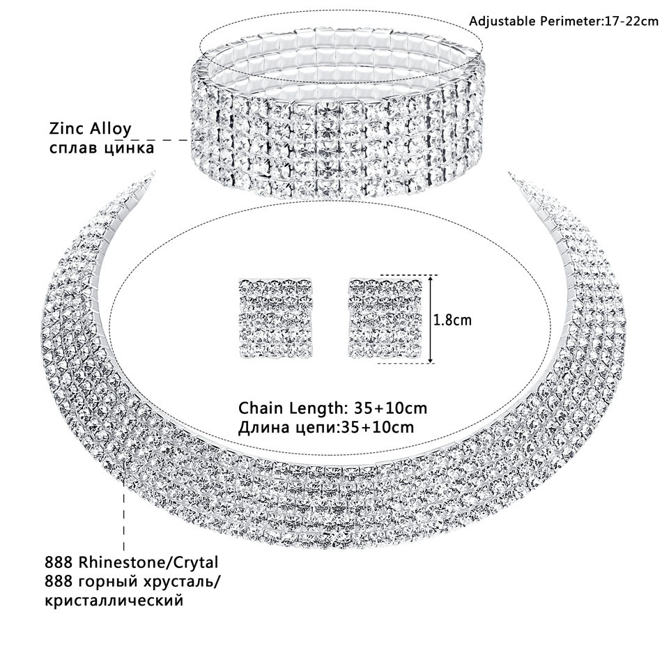 Bestseller European and American fashion claw chain diamond-encrusted bridal set, multi-row diamond ring earrings necklace accessory set N4673 details Picture