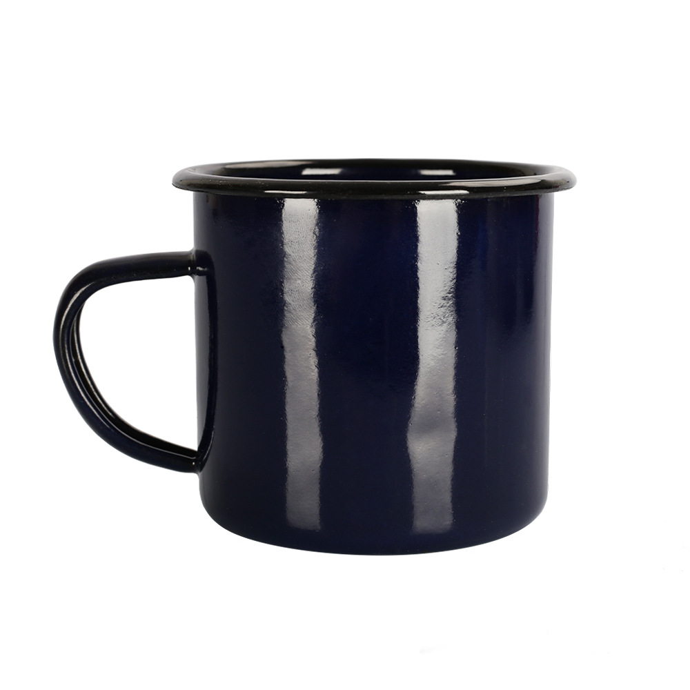 8cm enamel cup for export, black foreign trade mugs, wholesale water cups, retro 350ml coffee cups, simple style full figure