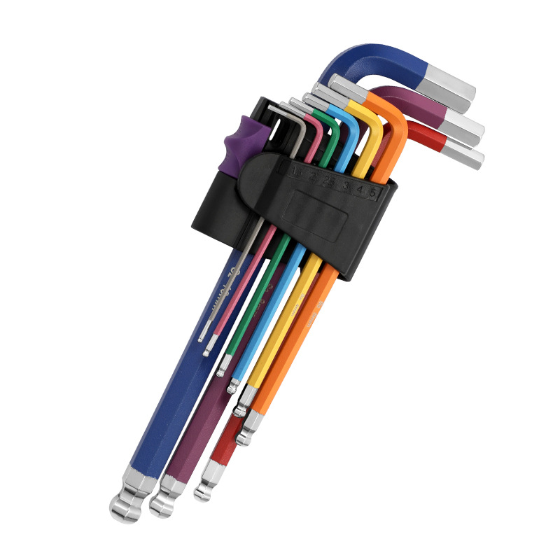 Hardened Allen wrench set box 1.5-10MM metric 7-piece 9-piece L-shaped hexagonal screwdriver Item Picture