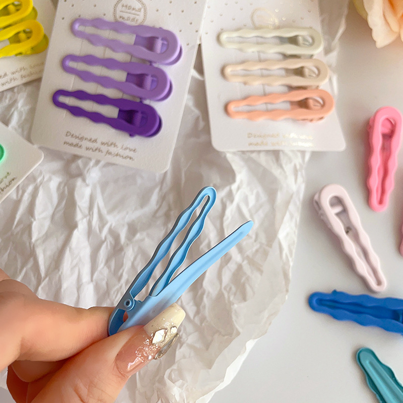 Gradient candy-colored metal hair clips, wavy girl bangs clips, frontal side clips, clips, headwear, duckbill clips Specification drawing