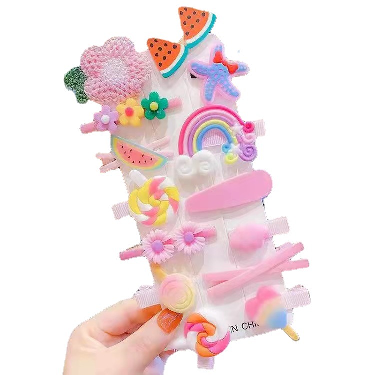 Children's hairpins, girls' side bangs, baby headwear, Korean princess braids, broken hair, bb rainbow Item Picture