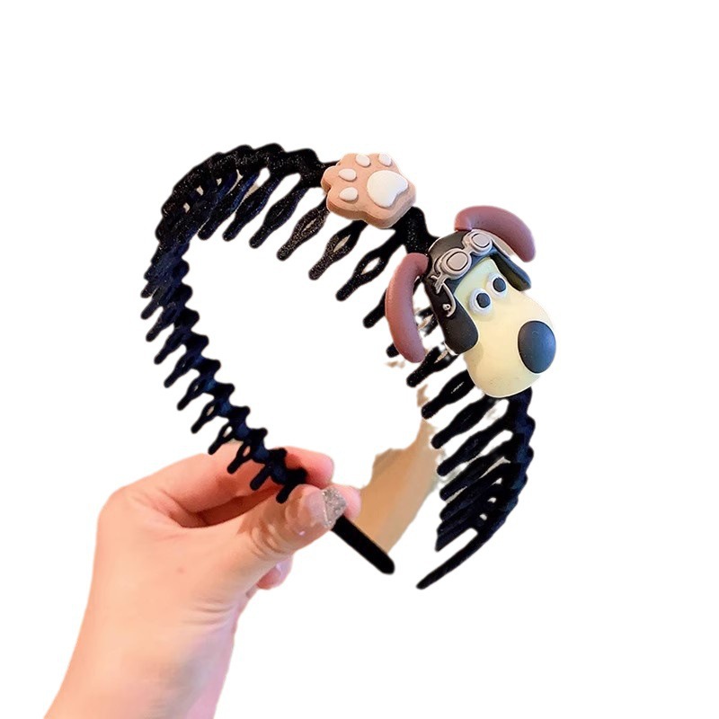 Children's milk coffee cartoon plush hairband, cute headband for girls, no headband, little girl princess headwear, broken hairpin comb Item Picture