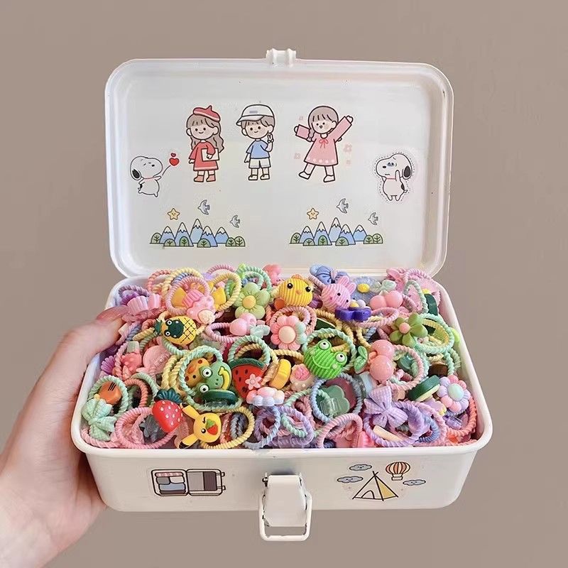 New cute baby headwear in a box set of rubber band girls' hair ties and children's hair bands. Little hair ties that won't damage girls' hair Specification drawing