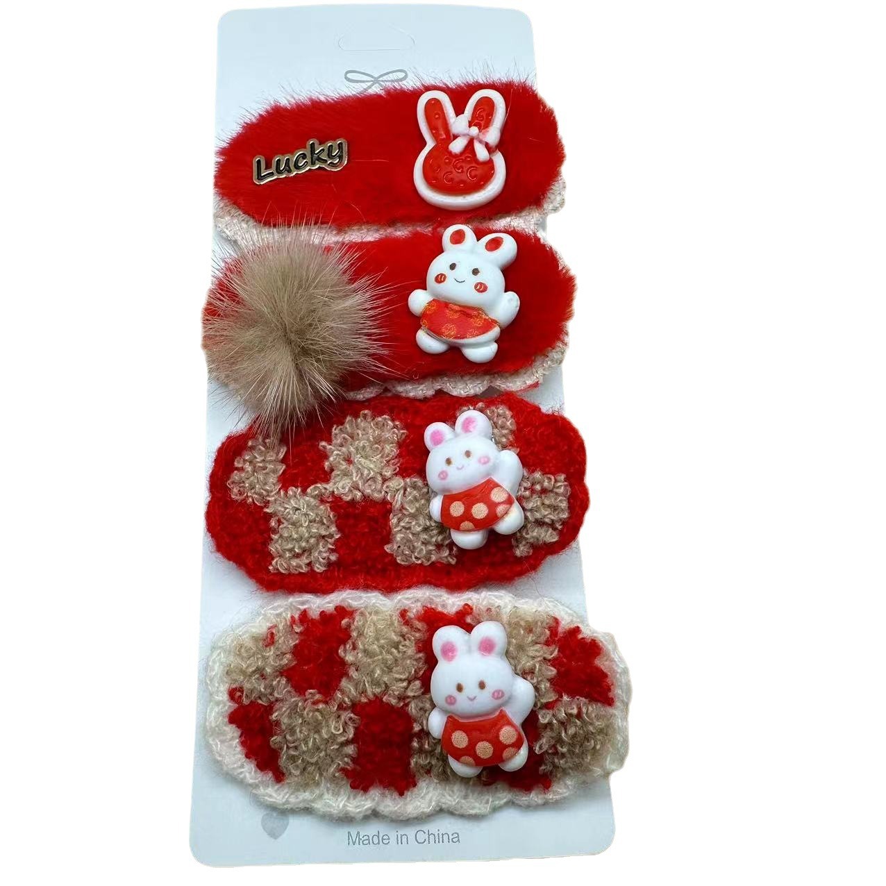 New Year children's hairpin for girls, red side bangs hairpin headwear for girls, Dragon Year baby BB hairpin Item Picture