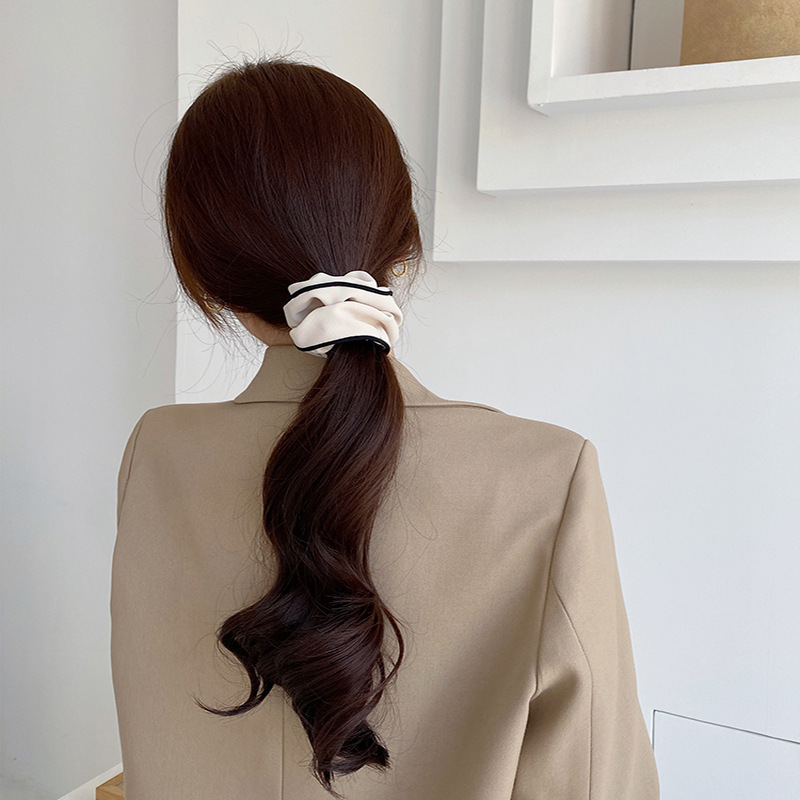 Retro French large intestine band hair tie for women in autumn and winter, Korean style, versatile and simple hair tie, elastic and large intestine hair tie Specification drawing