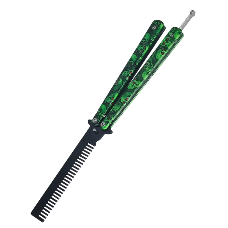 Butterfly comb training knife tool, hands-off beginner practice knife, ghost head comb, non-sharp butterfly knife, portable folding knife undefined