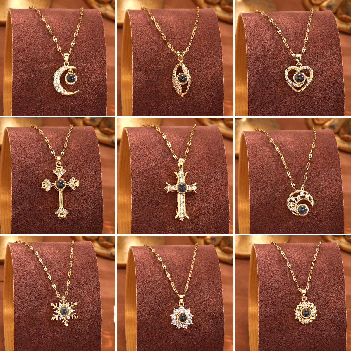 Cross-border European and American fashion copper micro-inlaid 100 languages "I Love You" projection necklace pendant collarbone chain accessories wholesale full figure