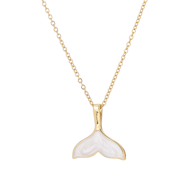 A simple 18k gold-plated oil-dripping fishtail pendant from Japan and South Korea, featuring a titanium steel chain with a unique design for women and a versatile collarbone chain Item Picture