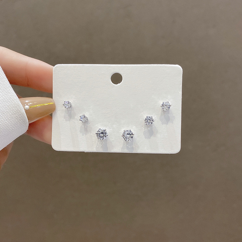s925 Silver Needle Ear Care Set, Stud earrings, ins trendy and niche design sense, Super Sparkling Zircon earrings, versatile earrings for Internet celebrities full figure