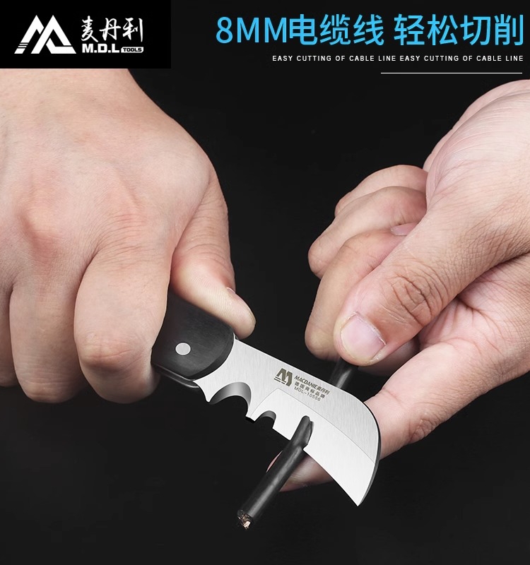 German electrician's knife, imported peeling and wire stripping knife, old-fashioned wooden-handled cutting knife, cable stripping wonder tool, wire sharpening knife details Picture