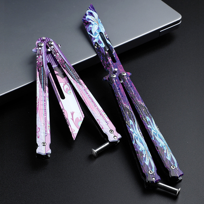 Butterfly Training Knife, unedged csgo peripheral, novice practice folding multi-functional swinging all-steel flower butterfly knife Application Scenario