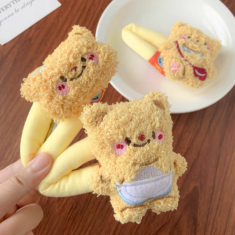 Cute butter bear hair clips, plush and adorable broken hair clips, headwear and hair clips, autumn and winter new style bangs side clips full figure