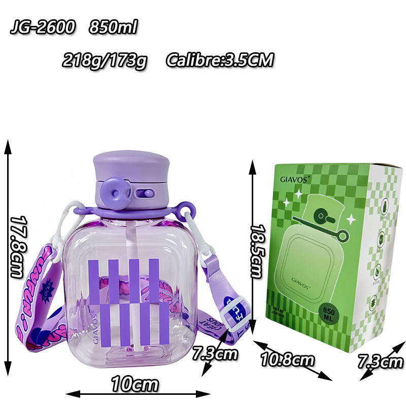 Cross-border e-commerce influencers, with high appearance standards, creative portable crossbody straps, straws, water cups, plastic flat kettles, sports water bottles Application Scenario