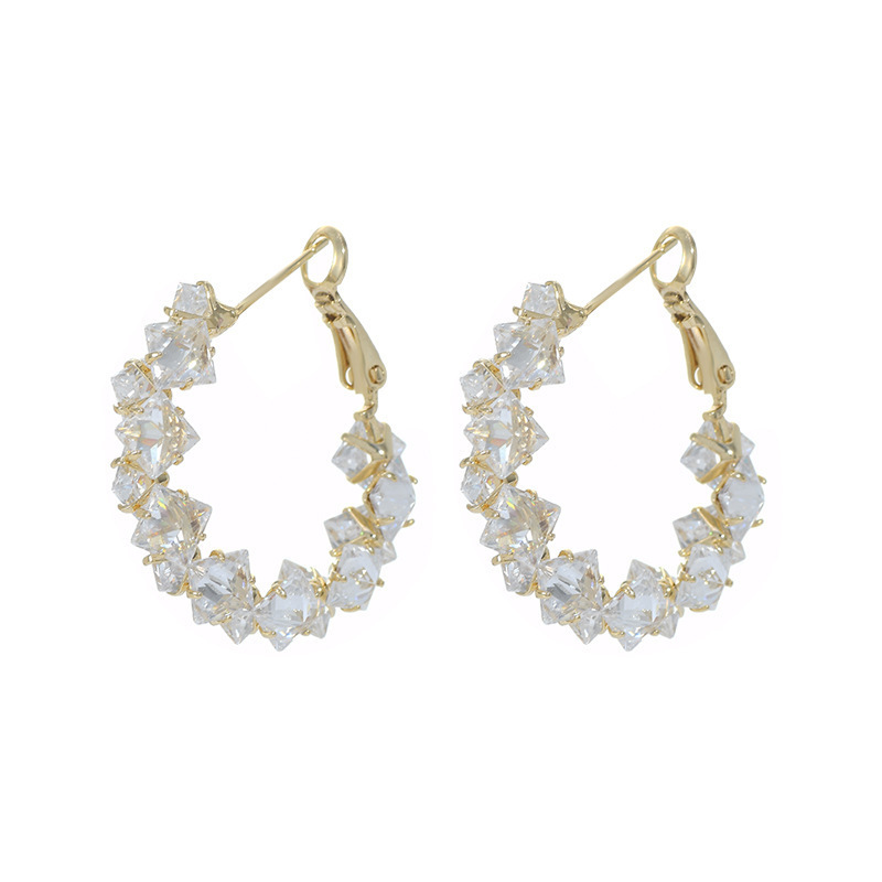 Sparkling Zircon exquisite ring earrings, niche design stud earrings, light luxury and high-end feel, exaggerated fashion and temperament, women's earrings Item Picture