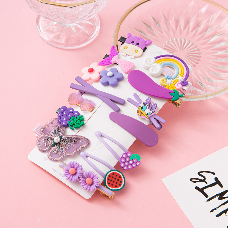 Children's hairpins 2024 New style Little girl hairpins Cute little girl broken hairpins subnet red baby bangs hair accessories Specification drawing